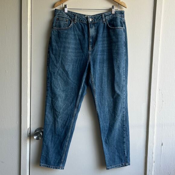 Topshop Original High Waisted Mom Jean Mid Blue Size 34 x 30 100% Cotton $74 - Picture 10 of 12